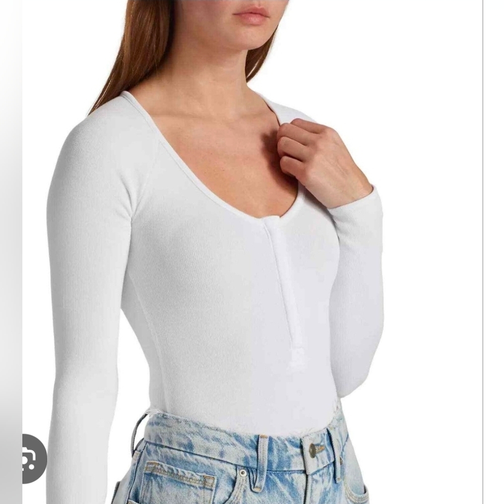 Good American Size 8 (5x) The Feel Good Long Sleeve Bodysuit